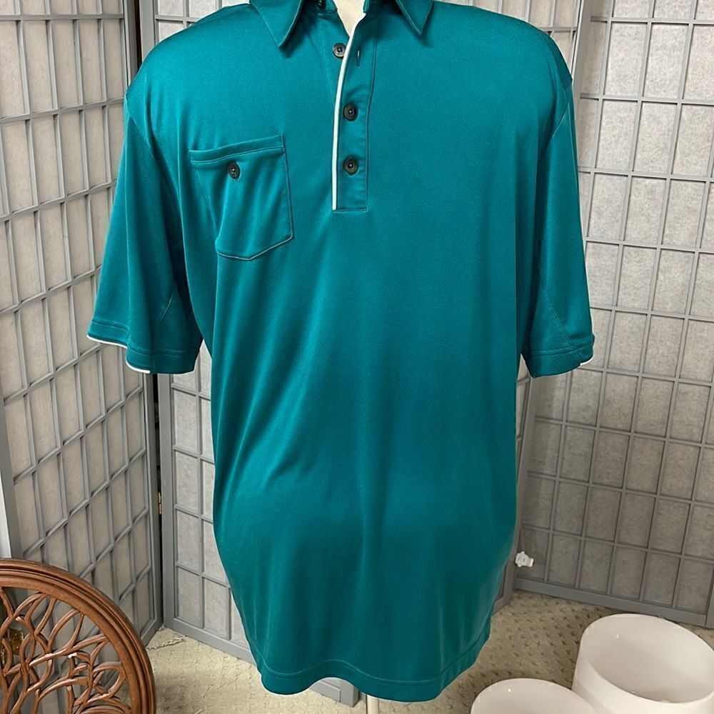 Adidas ClimaCool Performance Polo, Green/Dark Slate, Men’s Large.